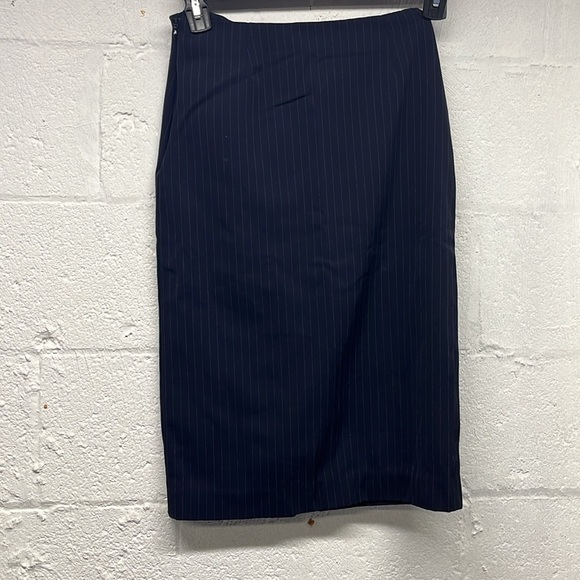 Stella McCartney pin striped wrap wool skirt blue - Picture 6 of 8